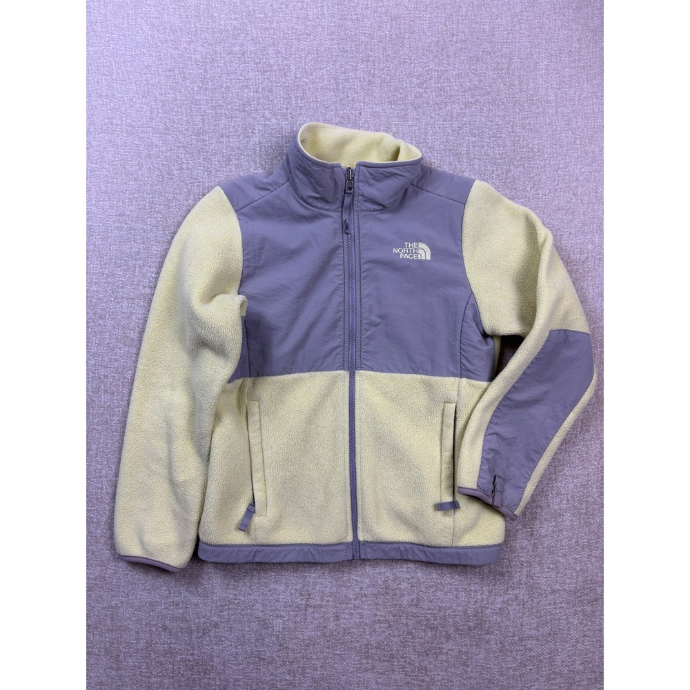 The North Face Denali Fleece Jacket Girls Medium 10/12 Yellow Purple Colorblock